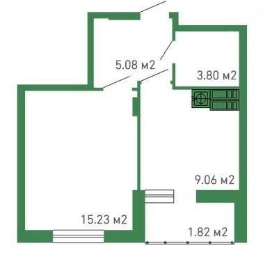 1-комнатная 34.99 м² в ЖК Банковский от застройщика, г. Борисполь