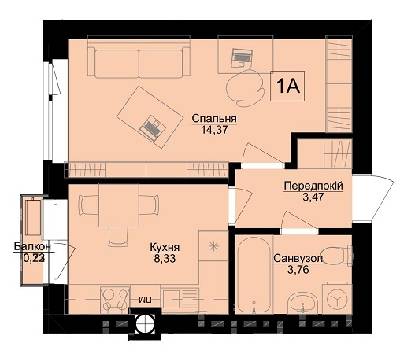 1-кімнатна 30.15 м² в ЖК Оксамитовий від 13 500 грн/м², с. Софіївська Борщагівка