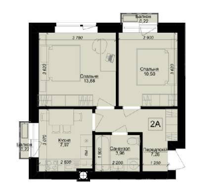 2-кімнатна 43.81 м² в ЖК Оксамитовий від 13 900 грн/м², с. Софіївська Борщагівка