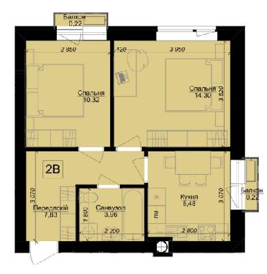 2-кімнатна 45.33 м² в ЖК Оксамитовий від 13 900 грн/м², с. Софіївська Борщагівка