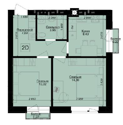 2-кімнатна 45.34 м² в ЖК Оксамитовий від 13 900 грн/м², с. Софіївська Борщагівка