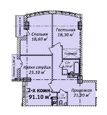 2-кімнатна 91.1 м² в ЖК Бельетаж. Будинок на Бєлінського від забудовника, Одеса