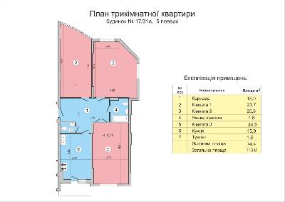 3-кімнатна 113 м² в ЖК Васильківський від забудовника, Київ