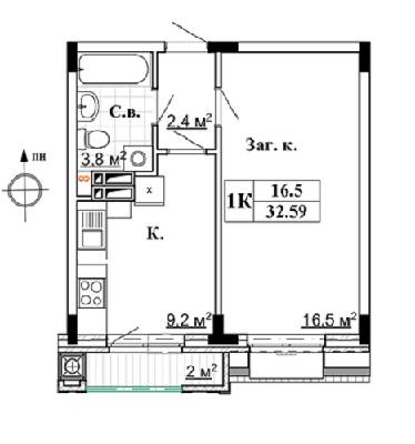 1-кімнатна 32.59 м² в ЖК Чемпіон. Голосіїво від забудовника, Київ