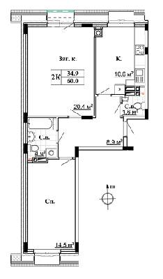 2-кімнатна 60 м² в ЖК Чемпіон. Голосіїво від 21 000 грн/м², Київ