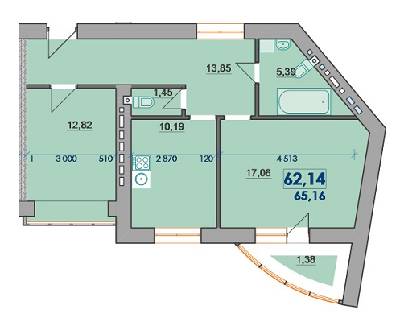 2-комнатная 65.16 м² в ЖК на ул. Волчинецкая / ул. Коломийская от застройщика, Ивано-Франковск