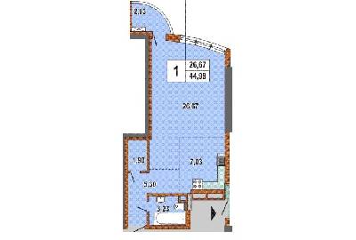 1-комнатная 46.7 м² в ЖК Воссоединения, 21В от 23 740 грн/м², Киев
