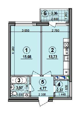 1-комнатная 39.92 м² в ЖК Галактика от 21 440 грн/м², Киев
