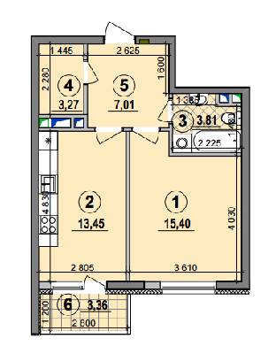 1-комнатная 42.94 м² в ЖК Галактика от 21 440 грн/м², Киев