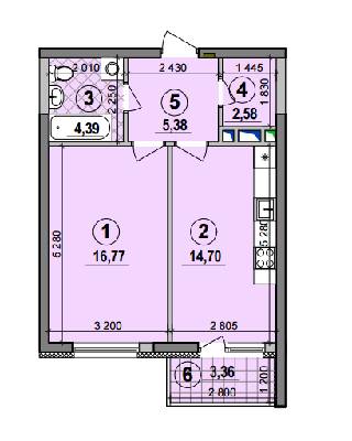 1-комнатная 43.82 м² в ЖК Галактика от 21 440 грн/м², Киев