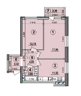 2-комнатная 52.44 м² в ЖК Галактика от 21 440 грн/м², Киев