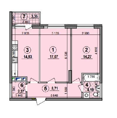 2-комнатная 61.14 м² в ЖК Галактика от 21 440 грн/м², Киев