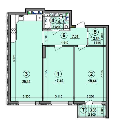 2-комнатная 80.2 м² в ЖК Галактика от 21 440 грн/м², Киев