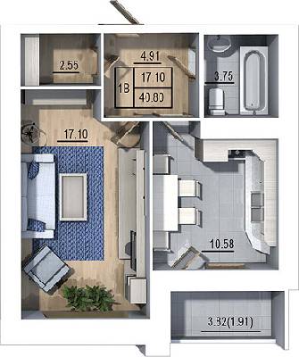 1-комнатная 40.8 м² в ЖК Гармония от 12 500 грн/м², Львов