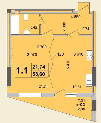1-кімнатна 58.6 м² в КБ Гоголівська, 47 від 56 490 грн/м², Київ
