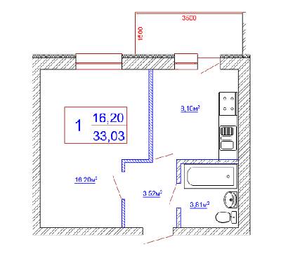 1-кімнатна 33.03 м² в ЖК Голосіївський квартал від забудовника, Київ