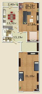 2-комнатная 91.57 м² в ЖК Грюнвальд от 18 250 грн/м², Киев