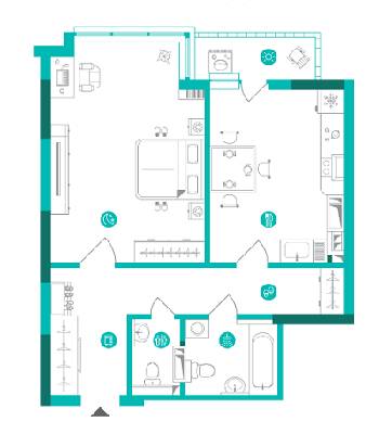 1-кімнатна 56.57 м² в ЖК Династія від 25 890 грн/м², Київ