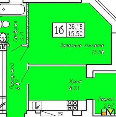 1-комнатная 36.18 м² в ЖК Позитив от 12 000 грн/м², г. Ирпень