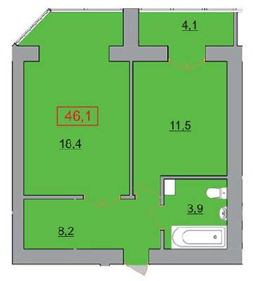 1-кімнатна 46.1 м² в ЖК Європейський від забудовника, Ужгород