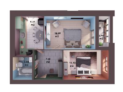 2-кімнатна 51.72 м² в ЖК Перлина Ірпеня-2 від 14 000 грн/м², м. Ірпінь
