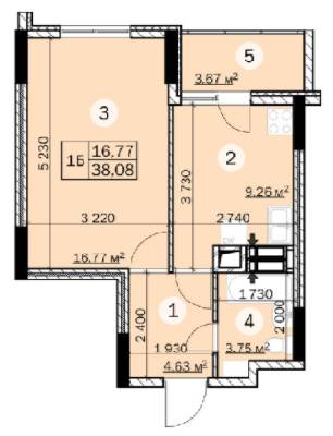 1-кімнатна 38.08 м² в ЖК Зірковий від забудовника, м. Вишгород