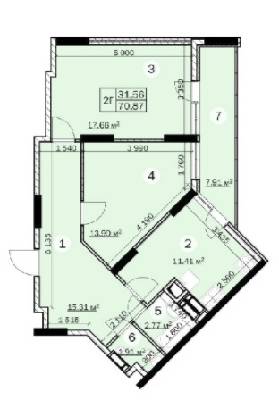 2-кімнатна 70.87 м² в ЖК Зірковий від 14 000 грн/м², м. Вишгород