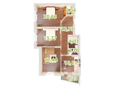 3-комнатная 86.15 м² в ЖК Зеленый Остров-2 от застройщика, Киев