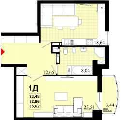 1-кімнатна 65.62 м² в ЖК Златоуст від 39 500 грн/м², Київ