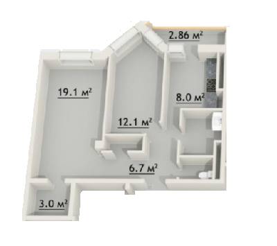 2-кімнатна 51.76 м² в ЖК Зодіак від 14 240 грн/м², Одеса
