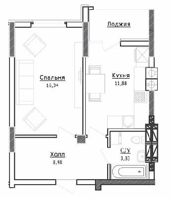 1-кімнатна 40.53 м² в ЖК Ірпінські Липки від 14 500 грн/м², м. Ірпінь
