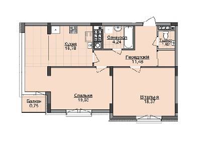 2-комнатная 72.97 м² в ЖК Карамель от 17 500 грн/м², Львов