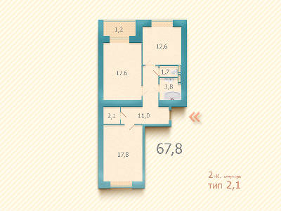 2-кімнатна 67.8 м² в ЖК Козацький від забудовника, Київ