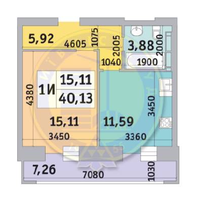 1-кімнатна 40.13 м² в ЖК Коломіївський від 24 871 грн/м², Київ