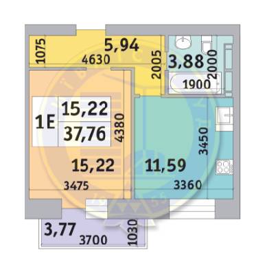 1-кімнатна 37.76 м² в ЖК Коломіївський від 24 871 грн/м², Київ