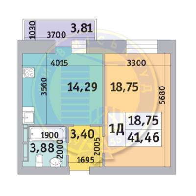 1-кімнатна 41.46 м² в ЖК Коломіївський від 24 871 грн/м², Київ