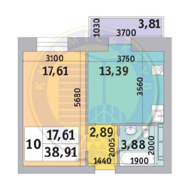 1-кімнатна 38.91 м² в ЖК Коломіївський від 24 871 грн/м², Київ