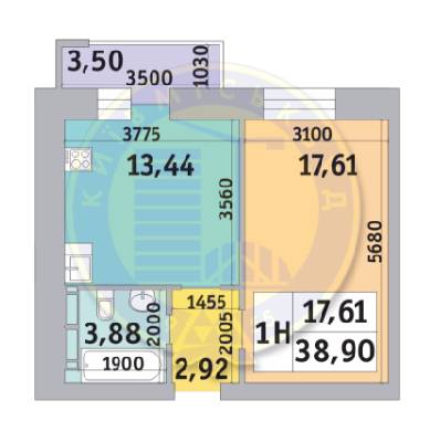 1-кімнатна 38.9 м² в ЖК Коломіївський від 24 871 грн/м², Київ