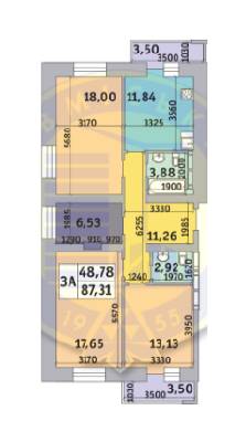 3-кімнатна 87.31 м² в ЖК Коломіївський від забудовника, Київ