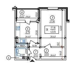 1-комнатная 43.04 м² в ЖК Кристер Град от застройщика, Киев