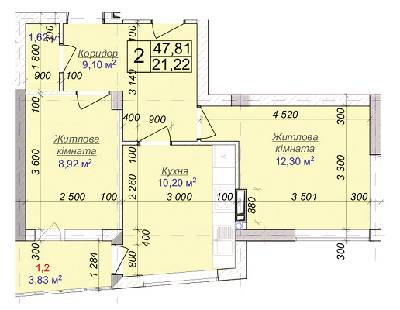 2-кімнатна 47.81 м² в ЖК Діамант від 11 500 грн/м², м. Бровари