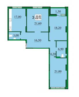 3-кімнатна 109.7 м² в ЖК Ліко-Град від забудовника, Київ