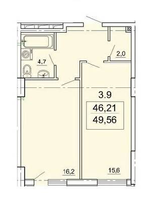 1-кімнатна 49.56 м² в ЖК Лімнос від 29 370 грн/м², Одеса