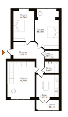 3-комнатная 89.02 м² в ЖК LYSTOPAD от 13 950 грн/м², Ивано-Франковск