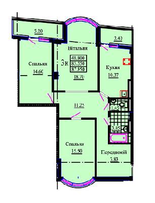 3-кімнатна 87.85 м² в ЖК Львівський дворик від забудовника, Львів