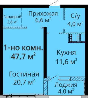 1-кімнатна 47.7 м² в ЖК Мандарин від забудовника, Одеса