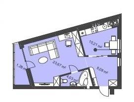 1-комнатная 47.27 м² в ЖК Manhattan от застройщика, Львов