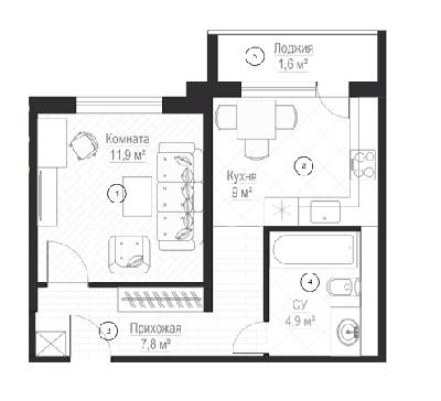 1-кімнатна 35.2 м² в ЖК Металіст від 22 300 грн/м², Харків