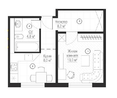 1-кімнатна 34 м² в ЖК Металіст від 17 550 грн/м², Харків