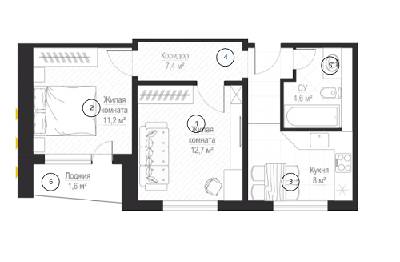 2-кімнатна 45.5 м² в ЖК Металіст від 22 400 грн/м², Харків